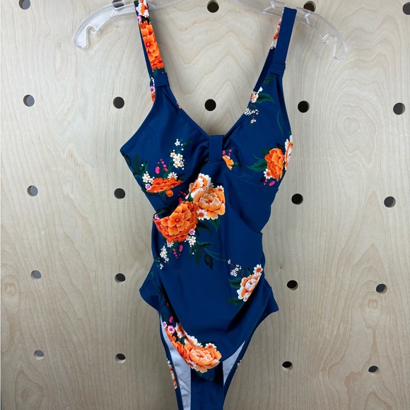 NWT Cupshe Blue Floral One Piece Bathing Suit Built In Padding Small - Picture 2 of 12